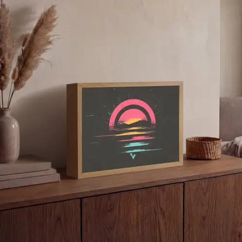 Cirkel - Abstract - Roze Light Box met batterij (Wandlamp) middel -sfeer2