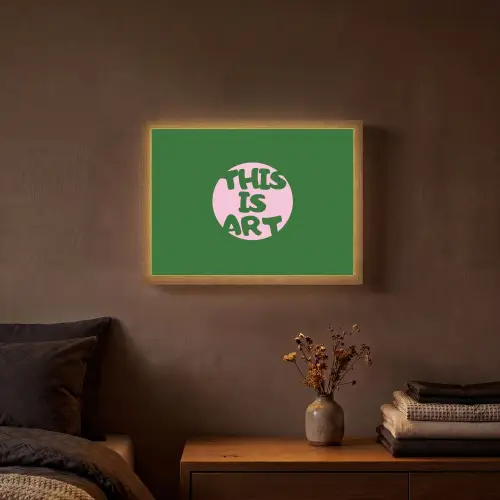 Cirkel - Roze - Tekst - Art Light Box met batterij (Wandlamp) middel -sfeer4