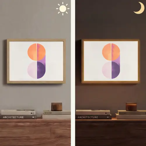 Cirkels - Abstract - Paars Light Box met batterij (Wandlamp) middel -sfeer3