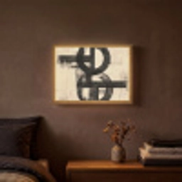 Cirkels - Balken - Zwart - Abstract Light Box met batterij (Wandlamp) middel -sfeer4