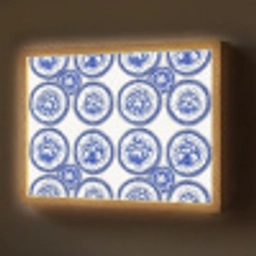 Cirkels - Bloemen - Blauw Light Box met batterij (Wandlamp) middel 907 -z3d_website
