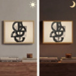 Cirkels - Lijnen - Vormen - Zwart Light Box met batterij (Wandlamp) middel -sfeer3
