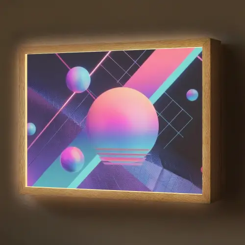 Cirkels - Vlakken - Abstract - Blauw Light Box met batterij (Wandlamp) middel -z3d_website