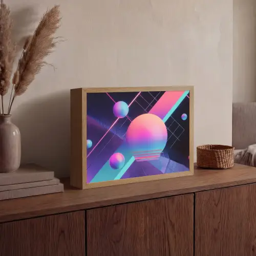 Cirkels - Vlakken - Abstract - Blauw Light Box met batterij (Wandlamp) middel -sfeer2