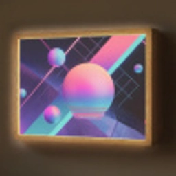 Cirkels - Vlakken - Abstract - Blauw Light Box met batterij (Wandlamp) middel -z3d_website