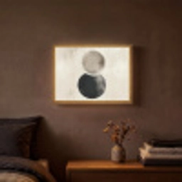 Cirkels - Vorm - Beige - Abstract Light Box met batterij (Wandlamp) middel -sfeer4