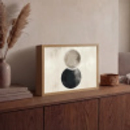 Cirkels - Vorm - Beige - Abstract Light Box met batterij (Wandlamp) middel -sfeer2