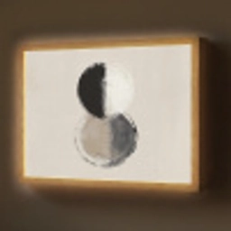 Cirkels - Strepen - Minimalistisch - Zwart Light Box met batterij (Wandlamp) middel -z3d_website