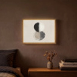 Cirkels - Strepen - Minimalistisch - Zwart Light Box met batterij (Wandlamp) middel -sfeer4