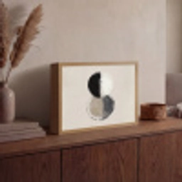 Cirkels - Strepen - Minimalistisch - Zwart Light Box met batterij (Wandlamp) middel -sfeer2