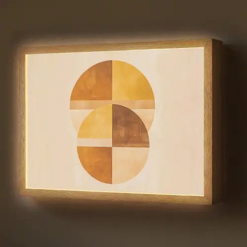 Cirkels - Geel - Minimalistisch Light Box met batterij (Wandlamp) middel -z3d_website