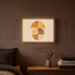 Cirkels - Geel - Minimalistisch Light Box met batterij (Wandlamp) middel -sfeer4