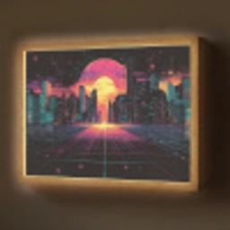 Stad - Gebouwen - Zon - Geel Light Box met batterij (Wandlamp) middel -z3d_website