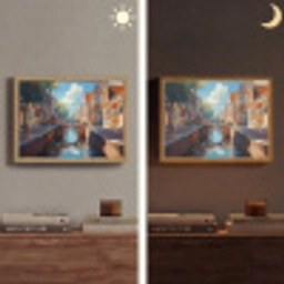 Stad - Gracht - Zon - Fietsen Light Box met batterij (Wandlamp) middel -sfeer3