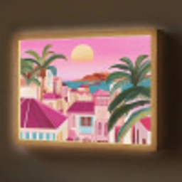 Stad - Roze - Palmbomen Light Box met batterij (Wandlamp) middel -z3d_website