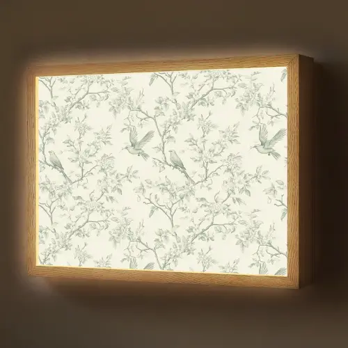 Klassiek - Vogels - Groen Light Box met batterij (Wandlamp) middel 907 -z3d_website