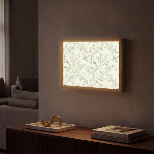 Klassiek - Vogels - Groen Light Box met batterij (Wandlamp) middel 907 -sfeer1