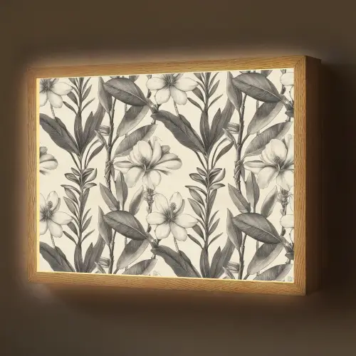 Klassiek - Botanisch - Zwart - Beige Light Box met batterij (Wandlamp) middel 907 -z3d_website