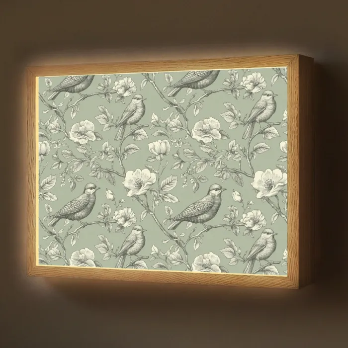 Klassiek - Botanisch - Groen Light Box met batterij (Wandlamp) middel 907 -z3d_website