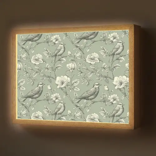Klassiek - Botanisch - Groen Light Box met batterij (Wandlamp) middel 907 -z3d_website