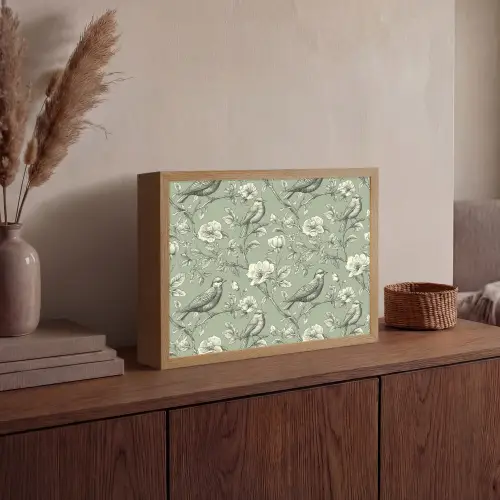 Klassiek - Botanisch - Groen Light Box met batterij (Wandlamp) middel 907 -sfeer2