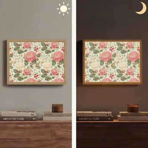 Klassiek - Botanisch - Veelkleurig Light Box met batterij (Wandlamp) middel 907 -sfeer3