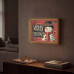 Klassiek - Kerstgroet - Sneeuwpop - Rood Light Box met batterij (Wandlamp) middel -sfeer1