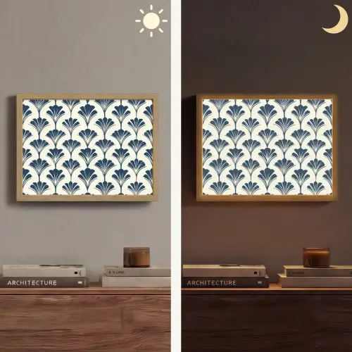 Klassiek - Motief - Blauw Light Box met batterij (Wandlamp) middel 907 -sfeer3