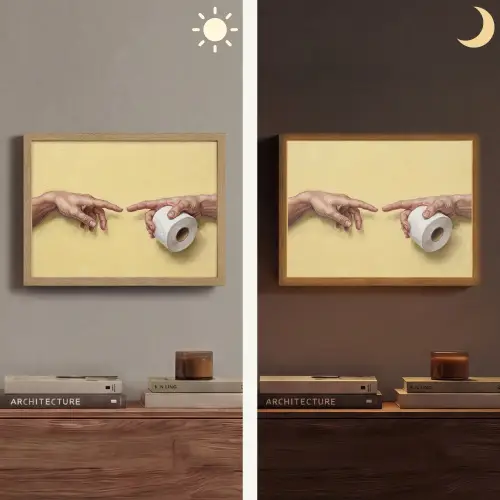 Klassiek - Kunst - Humor Light Box met batterij (Wandlamp) middel -sfeer3