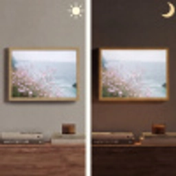 Klif - Bloemen - Zee - Roze Light Box met batterij (Wandlamp) middel -sfeer3