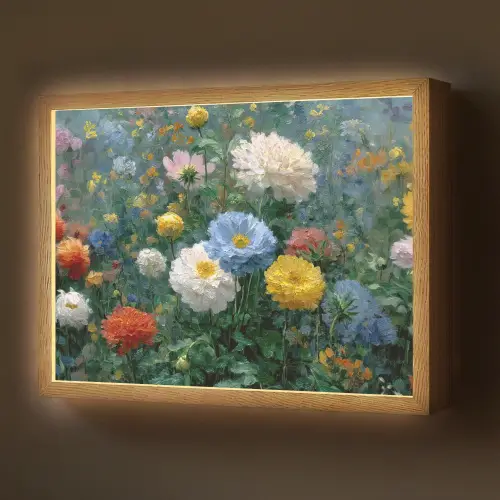 Close-up - Veld - Bloemen - Kleurrijk Light Box met batterij (Wandlamp) middel -z3d_website