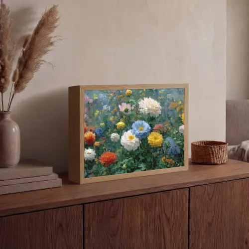 Close-up - Veld - Bloemen - Kleurrijk Light Box met batterij (Wandlamp) middel -sfeer2