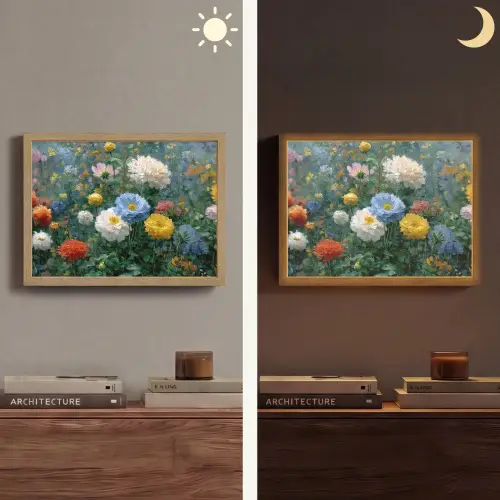 Close-up - Veld - Bloemen - Kleurrijk Light Box met batterij (Wandlamp) middel -sfeer3
