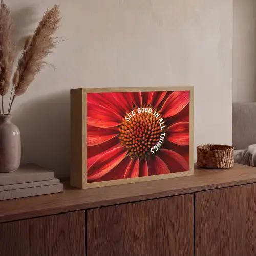 Close up - Bloem - Quote - Rood Light Box met batterij (Wandlamp) middel -sfeer2