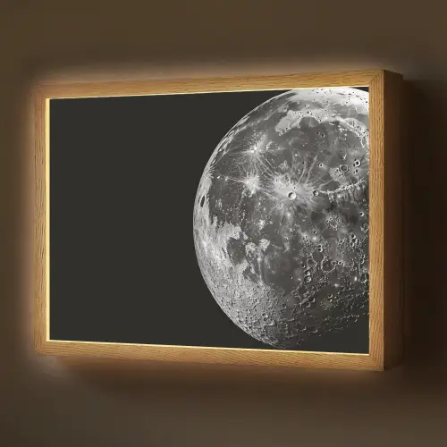 Close-up - Maan - Wit - Textuur Light Box met batterij (Wandlamp) middel -z3d_website