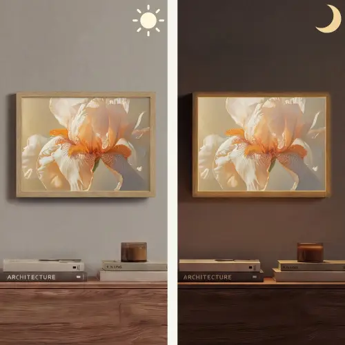 Close up - Oranje - Iris Light Box met batterij (Wandlamp) middel -sfeer3