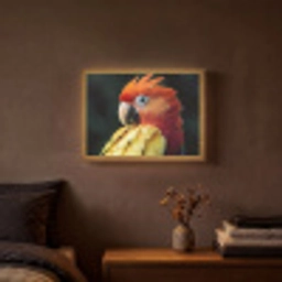 Close-up - Papegaai - Veren - Oranje Light Box met batterij (Wandlamp) middel -sfeer4