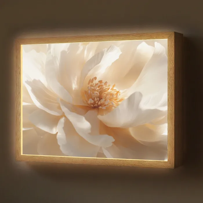 Close up - Pioenroos - Wit Light Box met batterij (Wandlamp) middel -z3d_website