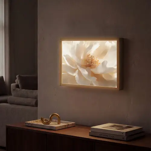 Close up - Pioenroos - Wit Light Box met batterij (Wandlamp) middel -sfeer1