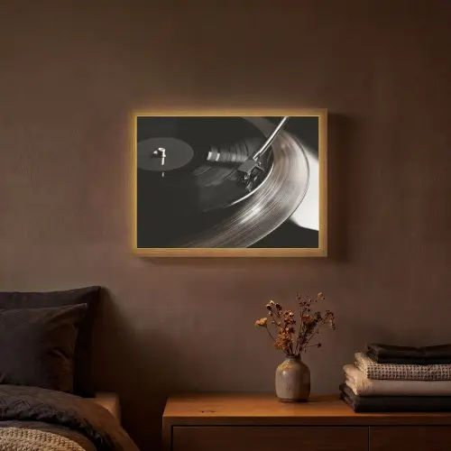 Close-up - Vinylplaat - Platenspeler - Zwart Light Box met batterij (Wandlamp) middel -sfeer4