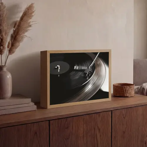 Close-up - Vinylplaat - Platenspeler - Zwart Light Box met batterij (Wandlamp) middel -sfeer2
