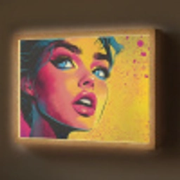 Close-up - Vrouwengezicht - Stippen - Geel Light Box met batterij (Wandlamp) middel -z3d_website