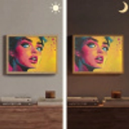Close-up - Vrouwengezicht - Stippen - Geel Light Box met batterij (Wandlamp) middel -sfeer3