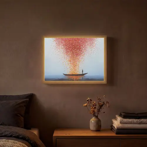 Wolk - Confetti - Boot - Wateroppervlakte Light Box met batterij (Wandlamp) middel -sfeer4