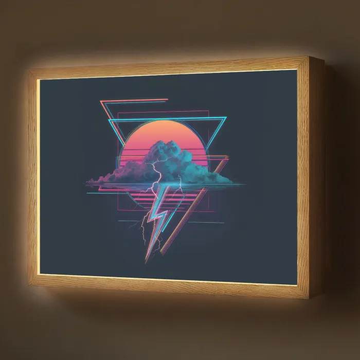 Wolk - Bliksemschicht - Driehoeken - Lijnen Light Box met batterij (Wandlamp) middel -z3d_website
