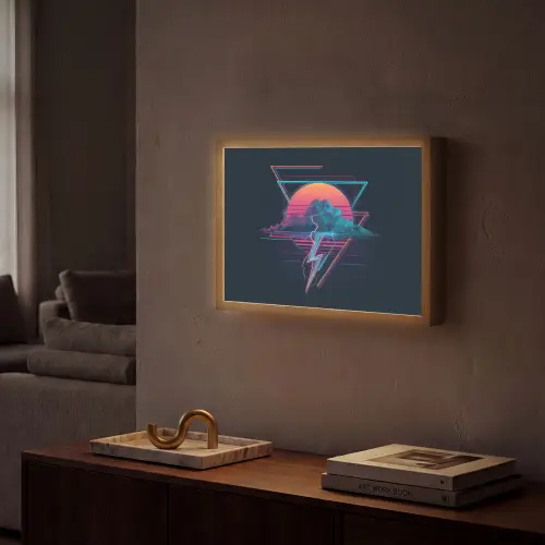 Wolk - Bliksemschicht - Driehoeken - Lijnen Light Box met batterij (Wandlamp) middel -sfeer1