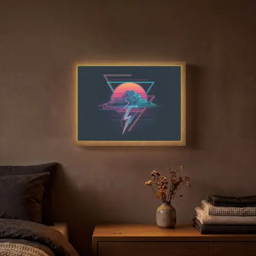 Wolk - Bliksemschicht - Driehoeken - Lijnen Light Box met batterij (Wandlamp) middel -sfeer4