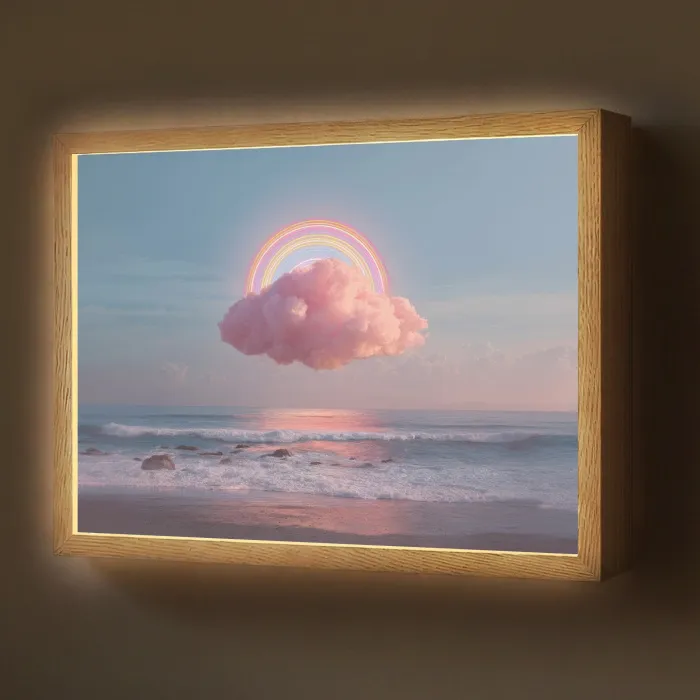 Wolk - Regenboog - Zee Light Box met batterij (Wandlamp) middel -z3d_website