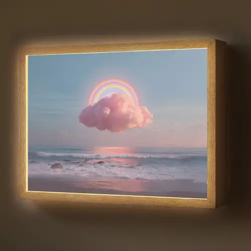 Wolk - Regenboog - Zee Light Box met batterij (Wandlamp) middel -z3d_website
