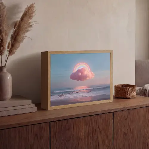 Wolk - Regenboog - Zee Light Box met batterij (Wandlamp) middel -sfeer2